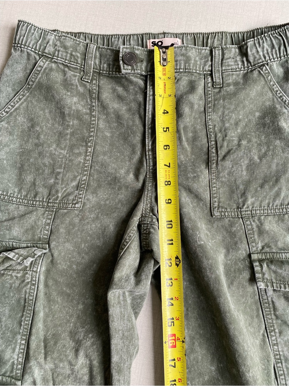 SO Olive Green Cargo Wide Leg Pants 100% Cotton Size L - Picture 3 of 10